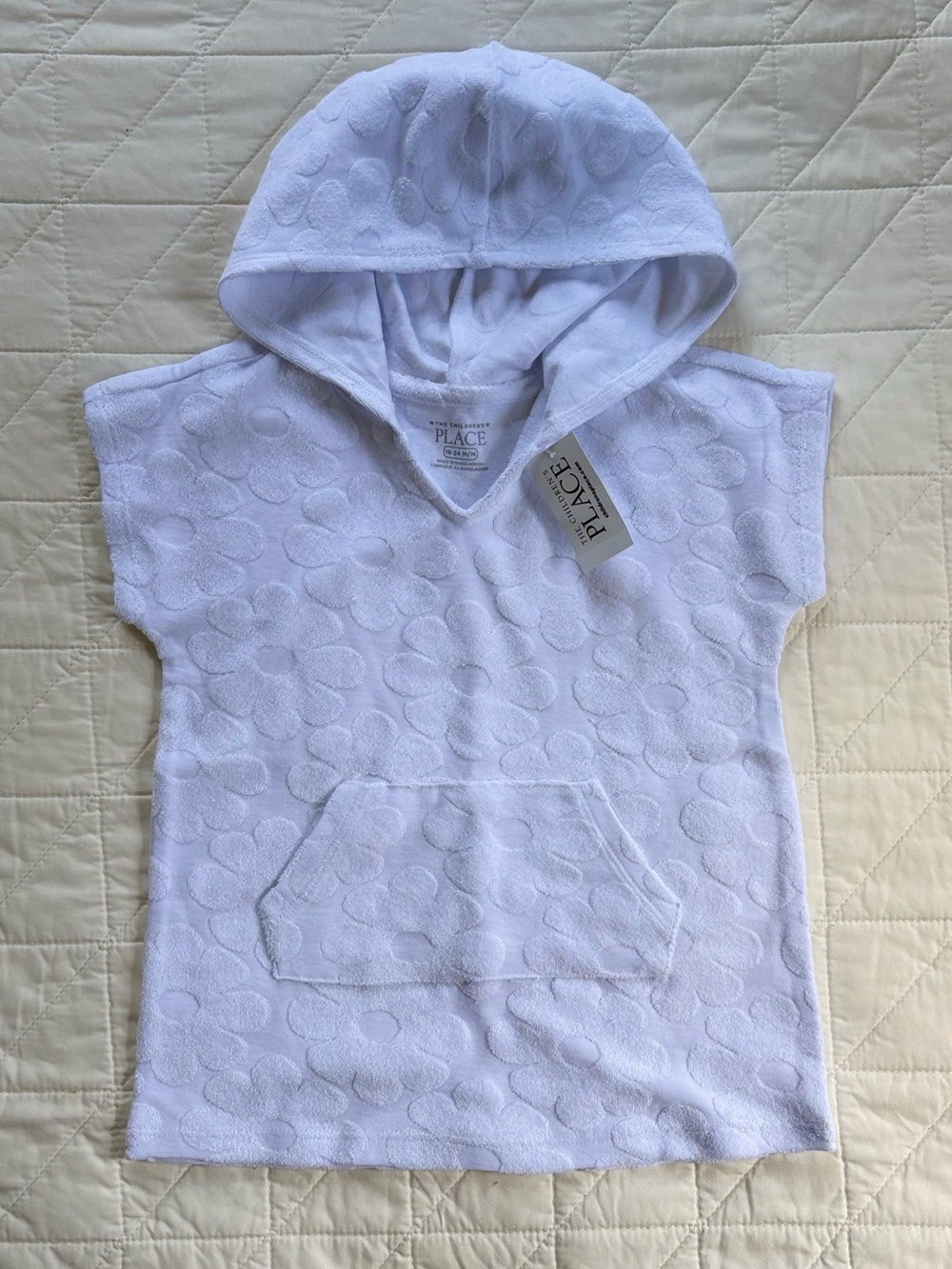 NWT The Children’s Place Baby Girls Floral Terry Swim Cover Up 18-24M White